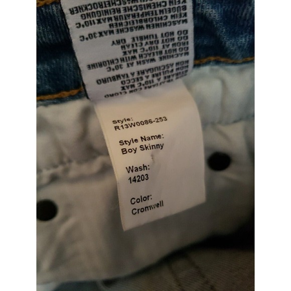 R13 Jeans Boy Skinny In Cromwell Sz 24 Distressed Made In Italy (N - Picture 3 of 11